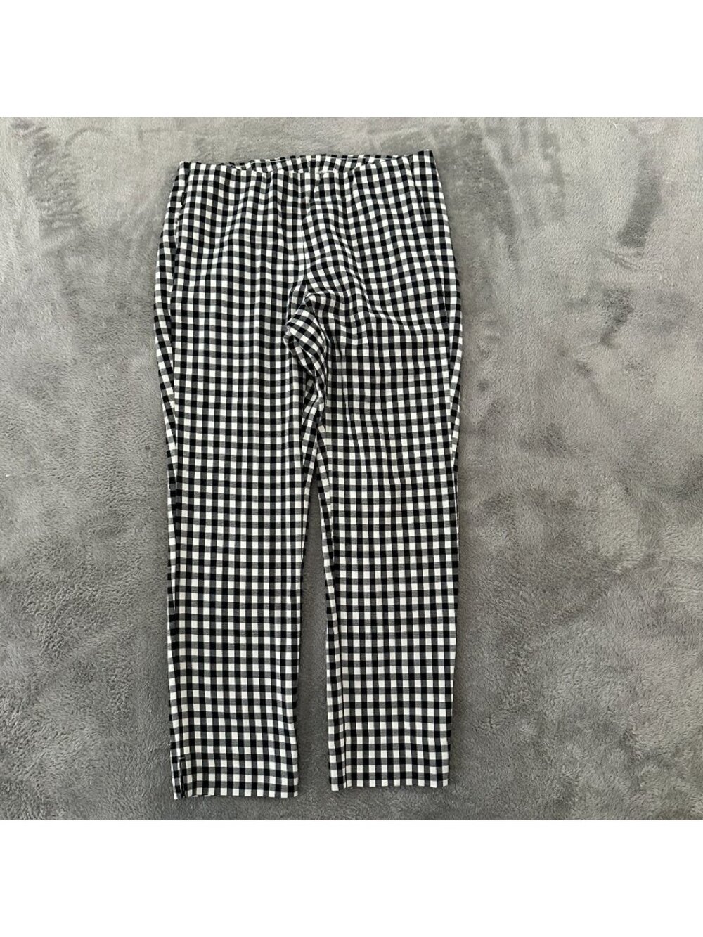 J. Jill Ponte Knit Pull On Slim Pants Black Buffalo Check Women's SMALL P Cotton